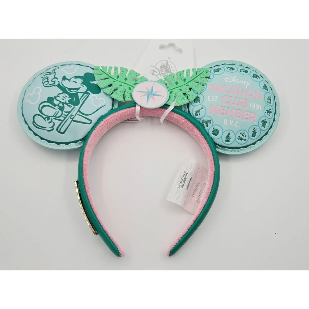 Disney Vacation Club Member Loungefly Ear Headband Teal Pink Tropical Mickey DVC